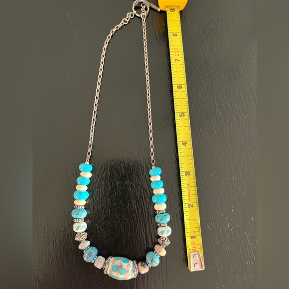 Vintage enamel painted bead silver necklace - UNIQUE! - Picture 2 of 5